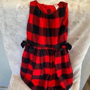 Carter's Kid Size 5 Red and Black Sleeveless Plaid Dress